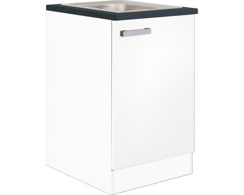Optifit Spülenschrank inkl Spüle Salo214 BxTxH 50x60x84,8 cm weiss matt zerlegt Anschlag reversibel (links oder rechts montierbar)