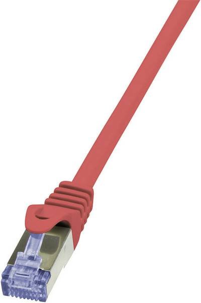 LogiLink CQ3034S RJ45 Netzwerkkabel, Patchkabel CAT 6a S/FTP 1.00 m Rot Flammwidrig, mit Rastnasenschutz 1 St.