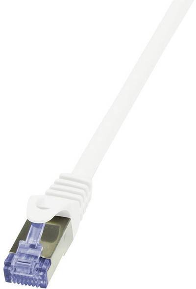 LogiLink CQ3071S RJ45 Netzwerkkabel, Patchkabel CAT 6a S/FTP 5.00 m Weiß Flammwidrig, mit Rastnasenschutz 1 St.
