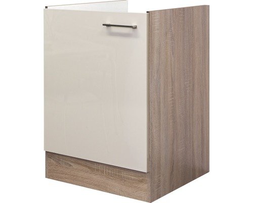 Spülenschrank Flex Well Nepal BxHxT 50x82x57 cm Frontfarbe kaschmir glänzend - Korpusfarbe sonoma eiche