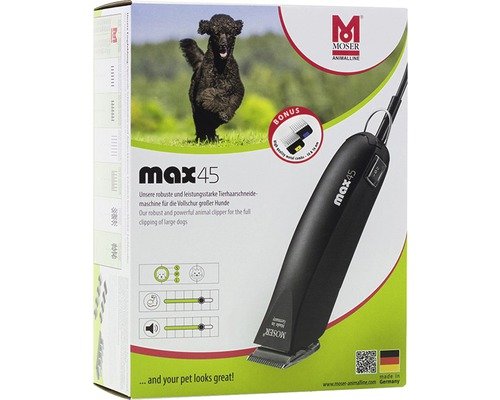 Tierschermaschine Moser Max45 mit Aufsteckkämmen