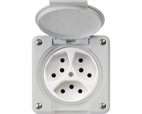 Steckdose Robusto 3xT13 parallel, lichtgrau