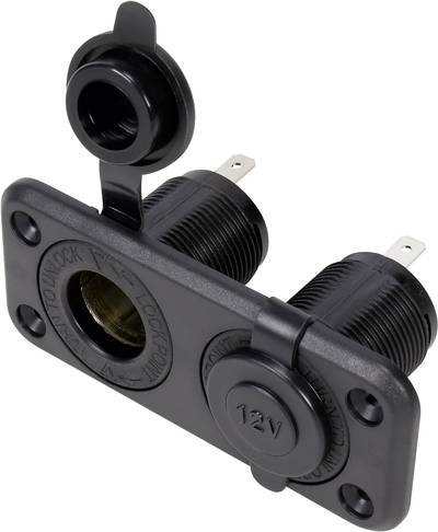 TRU COMPONENTS Dual-Kfz-Einbaubuchse mit Schutzkappe Belastbarkeit Strom max.=20 A 12 V/DC