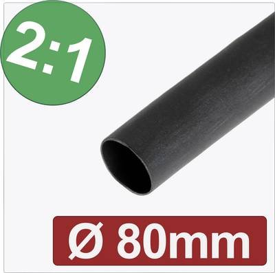 Quadrios 24CA279 Schrumpfschlauch ohne Kleber Schwarz 80 mm 40 mm Schrumpfrate:2:1 Meterware