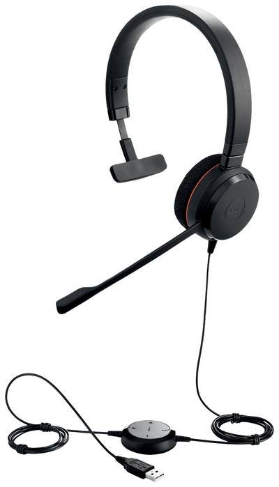 Jabra Evolve 20 On Ear Headset kabelgebunden Mono Schwarz Mikrofon-Rauschunterdrückung Headset, Lautstärkeregelung Compu