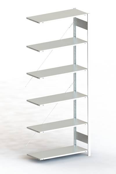 META Regalbau 95665 Fachbodenregal-Anbaumodul 80 kg (B x H x T) 1006 x 2500 x 436 mm Stahl pulverbeschichtet Lichtgrau M