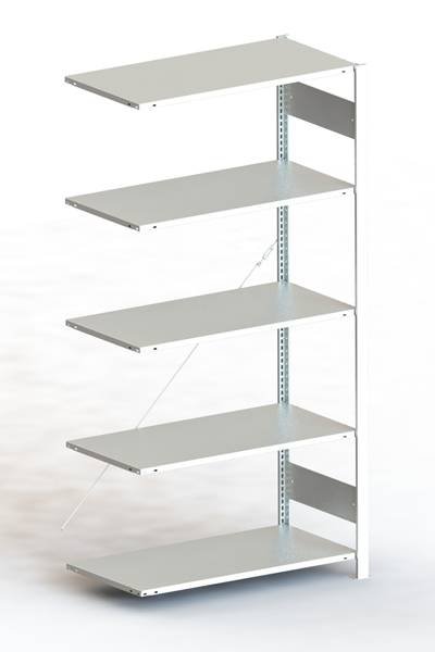 META Regalbau 95663 Fachbodenregal-Anbaumodul 80 kg (B x H x T) 1006 x 2000 x 536 mm Stahl pulverbeschichtet Lichtgrau M