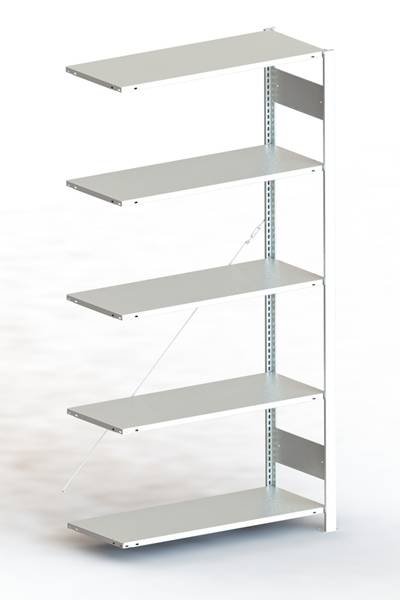 META Regalbau 95661 Fachbodenregal-Anbaumodul 80 kg (B x H x T) 1006 x 2000 x 436 mm Stahl pulverbeschichtet Lichtgrau M
