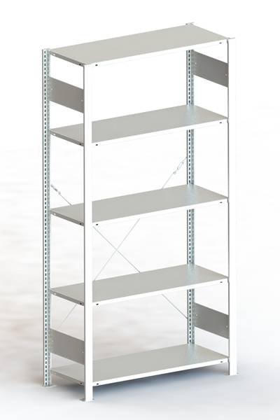 META Regalbau 95660 Fachbodenregal-Grundmodul 80 kg (B x H x T) 1056 x 2000 x 436 mm Stahl pulverbeschichtet Lichtgrau M
