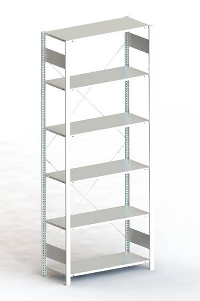 META Regalbau 89637 Fachbodenregal-Grundmodul 80 kg (B x H x T) 1056 x 2500 x 436 mm Stahl verzinkt Verzinkt Metallboden