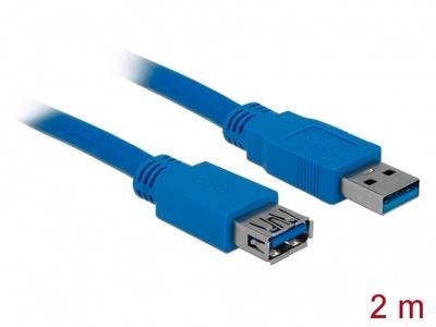 Delock USB-Kabel USB 3.2 Gen1 USB-A Stecker, USB-A Buchse 2.00 m Blau vergoldete Steckkontakte 82539