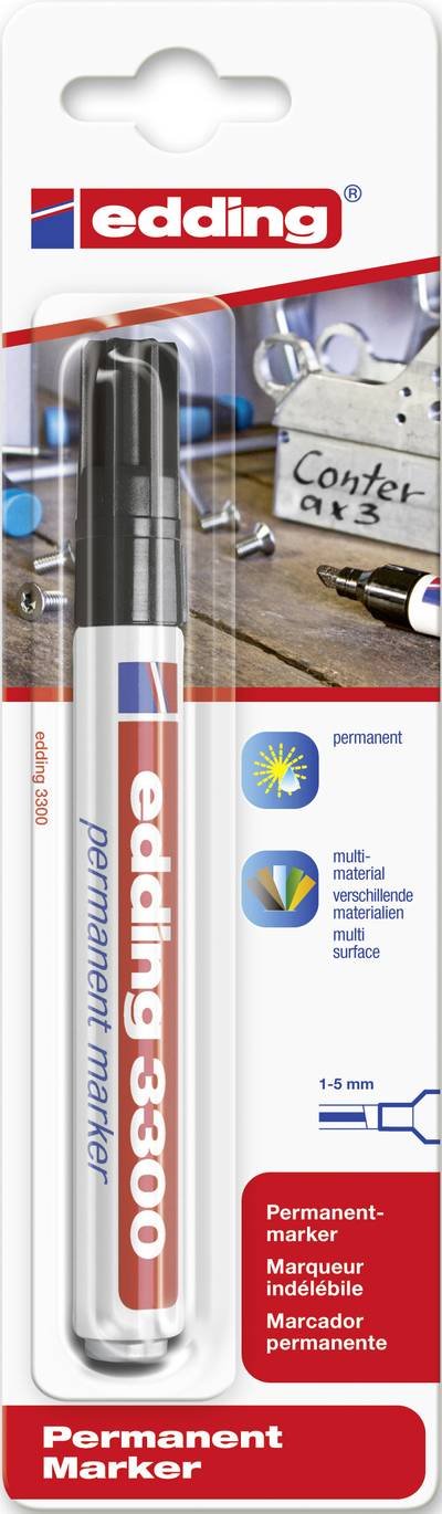 Edding 3300 4-3300001 Permanentmarker Schwarz wasserfest: Ja