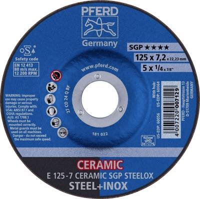 PFERD TOOLS 62212300 E 125-7 CERAMIC SGP STEELOX Schruppscheibe gekröpft Durchmesser 125 mm Bohrungs-Ø 22.23 mm Edelstah