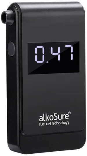alkoSure Alkoholtester Schwarz (matt) 0.00 bis 4.00 ‰ inkl. Display, Verschiedene Einheiten anzeigbar