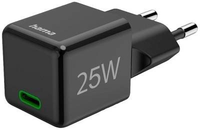 hama 00201985 Schnellladegerät, USB-C, Super-Mini-Charger, PD, 25 W, Schwarz