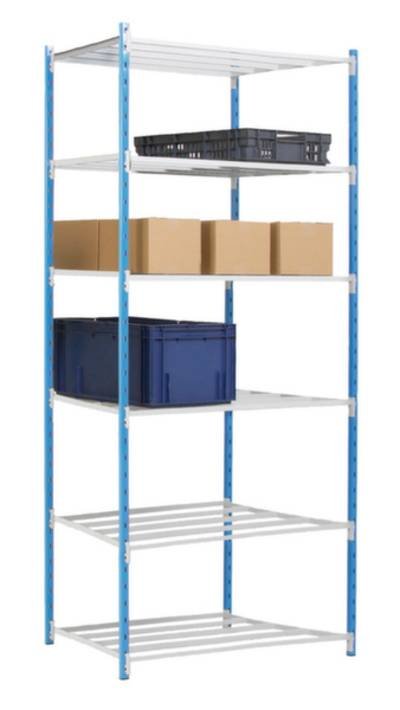 Manorga SA ZC252406ND Fachbodenregal-Grundmodul 250 kg (B x H x T) 1266 x 2500 x 436 mm Stahl pulverbeschichtet Himmelbl