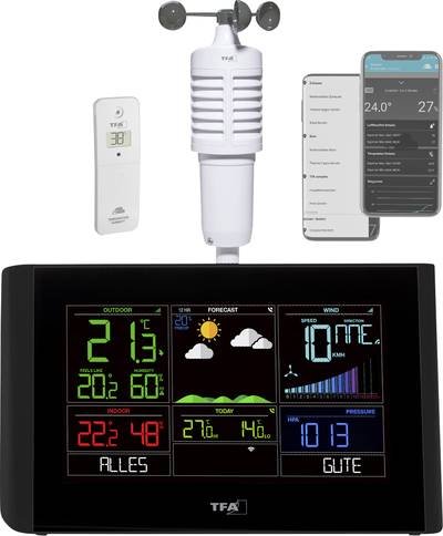 TFA Dostmann VIEW BREEZE 35.8001.01 WLAN-Wetterstation Vorhersage für mit WiFi 7 Tage Anzahl Sensoren max. 50