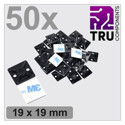 TRU COMPONENTS T24CA066 Befestigungssockel selbstklebend, schraubbar TC-12888536 4fach einfädeln Schwarz 50 St.