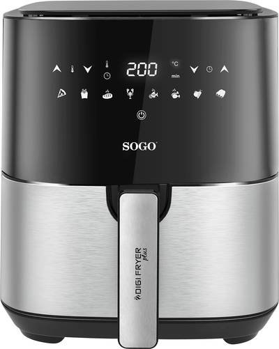 SOGO Human Technology FRE-SS-10830 Heißluft-Fritteuse 5 l 1450 W Edelstahl, Schwarz
