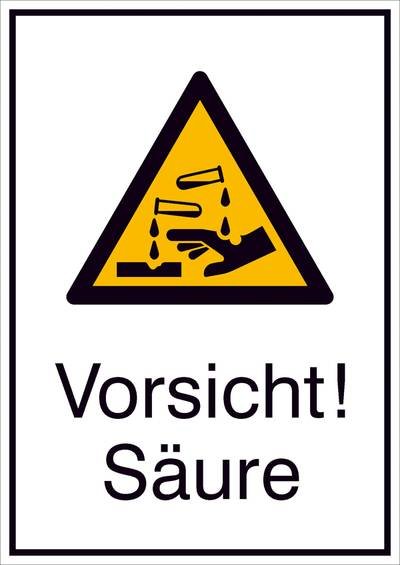 Warn-Kombischild Vorsicht! Säure Folie selbstklebend (B x H) 131 mm x 185 mm ISO 7010 1 St.