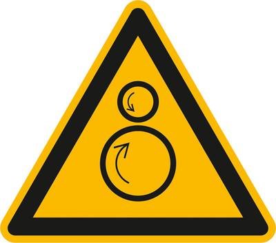 Warnschild Gegenläufiges Rollen Folie selbstklebend 50 mm 10 St.