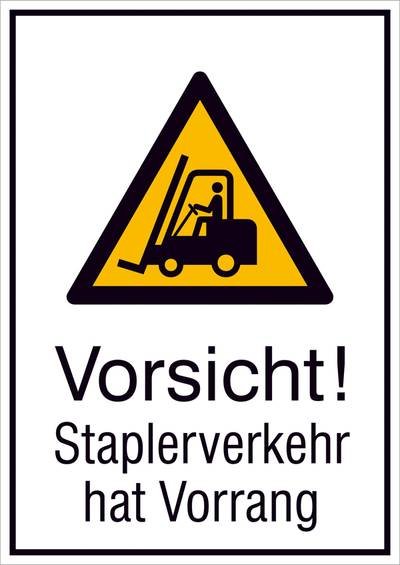 Warn-Kombischild Vorsicht! Staplerverkehr hat Vorrang Aluminium (B x H) 262 mm x 371 mm 1 St.