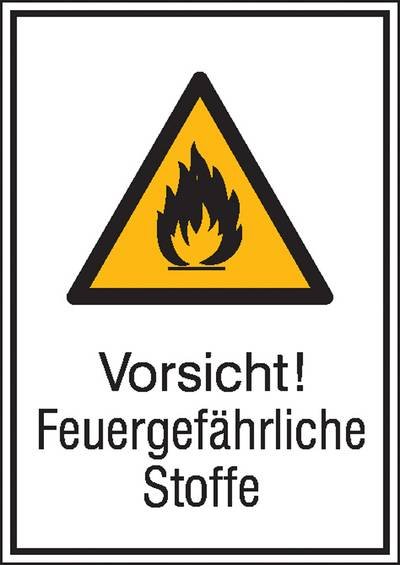 Warn-Kombischild Vorsicht! Feuergefährliche Stoffe Folie selbstklebend (B x H) 131 mm x 185 mm ISO 7010 1 St.
