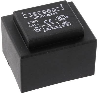 Gerth PTB421201 Printtransformator 1 x 230 V 1 x 12 V/AC 5.60 VA 466 mA