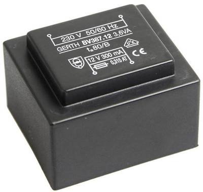 Gerth PTG383602 Printtransformator 1 x 230 V 2 x 18 V/AC 3.60 VA 100 mA