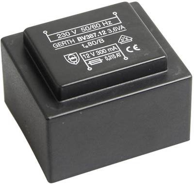 Gerth PTG380901 Printtransformator 1 x 230 V 1 x 9 V/AC 3.60 VA 400 mA