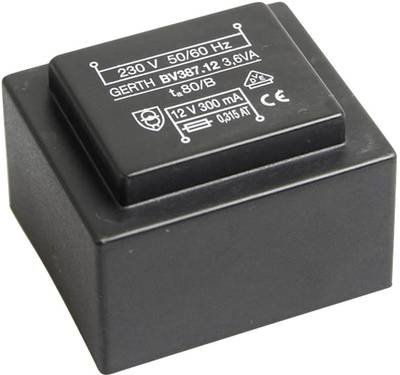 Gerth PTG380601 Printtransformator 1 x 230 V 1 x 6 V/AC 3.60 VA 600 mA