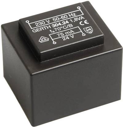 Gerth PT302402 Printtransformator 1 x 230 V 2 x 12 V/AC 1.80 VA 75 mA