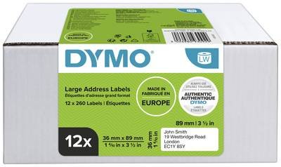 DYMO Etiketten Rolle Kombi-Pack 2093093 2093093 89 x 36 mm Papier Weiß 3120 St. Permanent haftend Adress-Etiketten