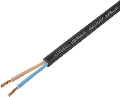 TRU COMPONENTS TC-11594932 Gummischlauchleitung H07RN-F 2 x 6 mm² Schwarz Meterware