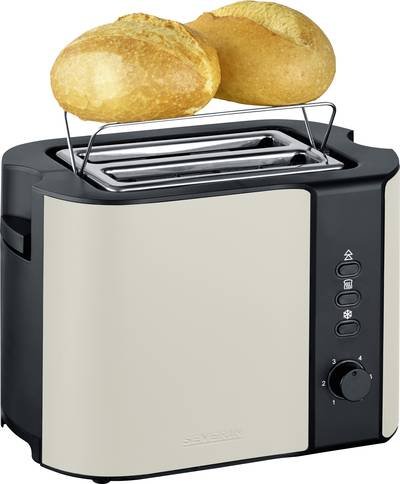 Severin 9576 Toaster Kontrollleuchte, mit eingebautem Brötchenaufsatz Beige, Schwarz