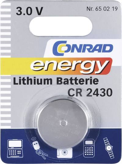 Conrad energy Knopfzelle CR 2430 3 V 1 St. 270 mAh Lithium CR2430