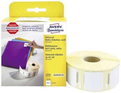 Avery-Zweckform Etiketten 25 x 25 mm Papier Weiß 1000 St. Permanent haftend AS0929120 Universal-Etiketten