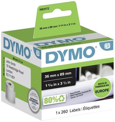 DYMO Etiketten Rolle 1983172 1983172 89 x 36 mm Papier Weiß 260 St. Permanent haftend Versand-Etiketten
