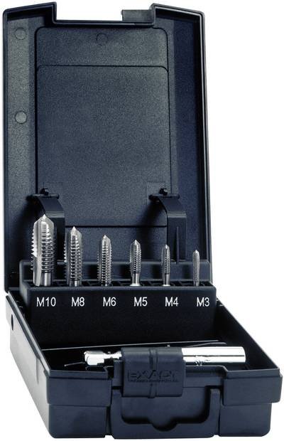 Exact 05937 Einschnittgewindebohrer 7teilig metrisch M3, M4, M5, M6, M8, M10 Rechtsschneidend DIN 3126 HSS 1 Set