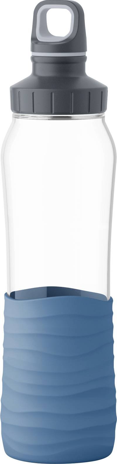 Emsa Drink2Go Trinkflasche Glas, Blau 0.7 l