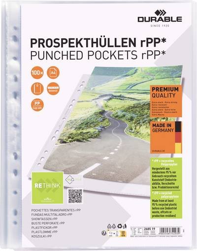 Durable Prospekthülle PREMIUM A4 1 x DIN A4 PP Durchsichtig 268519 100 St.
