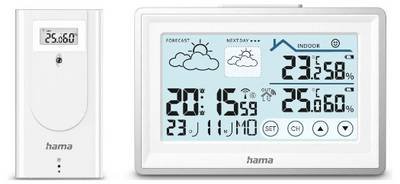 hama 00222228 Wetterstation "Bahamas", mit Außensensor, Funk, Wecker, Raumklima, Weiß