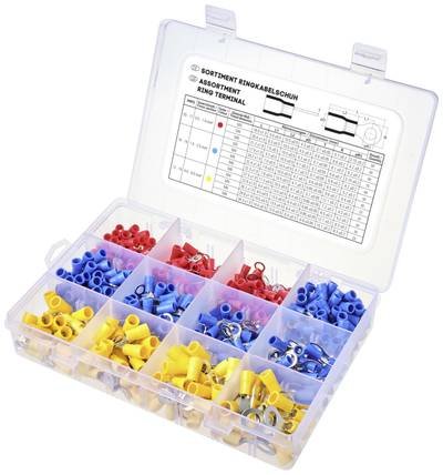 TRU COMPONENTS TC-11991832 Ringkabelschuh-Sortiment Teilisoliert 0.5 mm² 6 mm² Rot, Blau, Gelb 505 St.
