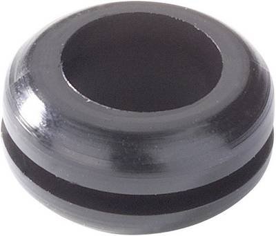 HellermannTyton HV1215-PVC-BK-N1 Kabeldurchführung Klemm-Ø (max.) 6 mm Plattenstärke (max.) 1 mm PVC Schwarz 1 St.