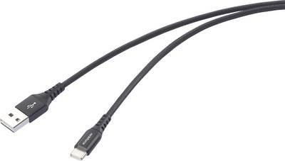 Renkforce USB-Kabel USB 2.0 USB-A Stecker, USB-C® Stecker 1.00 m Schwarz hochflexibel, Extrem robuste Geflechtschirmung,