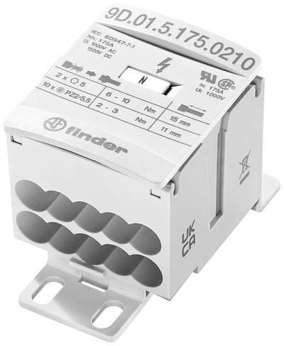 Finder 9D.01.5.175.0210 Verteiler Weiß 12polig 16 mm² 175 A 1000 V/AC, 1500 V/DC Leiter-Typ = L, N, PE