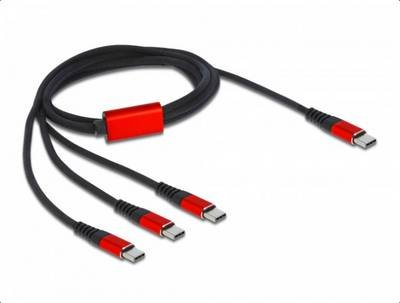 Delock USB-Ladekabel USB 2.0 USB-C® Stecker, USB-C® Stecker, USB-C® Stecker, USB-C® Stecker 1.00 m Schwarz, Rot 86713