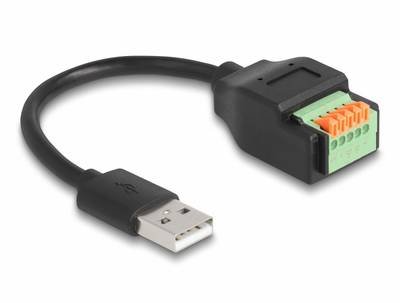 Delock USB-Kabel USB 2.0 USB-A Stecker, 5 Pin Terminalblock 0.15 m Schwarz 66061