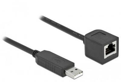 Delock USB-A zu RJ45 Adapterkabel USB 2.0 USB-A Stecker, RJ45 0.25 m Schwarz 64162