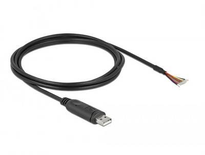 Delock USB-Kabel USB 2.0 USB-A Stecker, offene Kabelenden 2.00 m Schwarz 90416